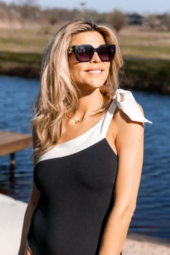 Best Badpak Azine | Black creme white | DAMES Zwemkleding|Zwemkleding