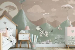 Online Behang African savannah | Lichtbruin Dieren|Behang