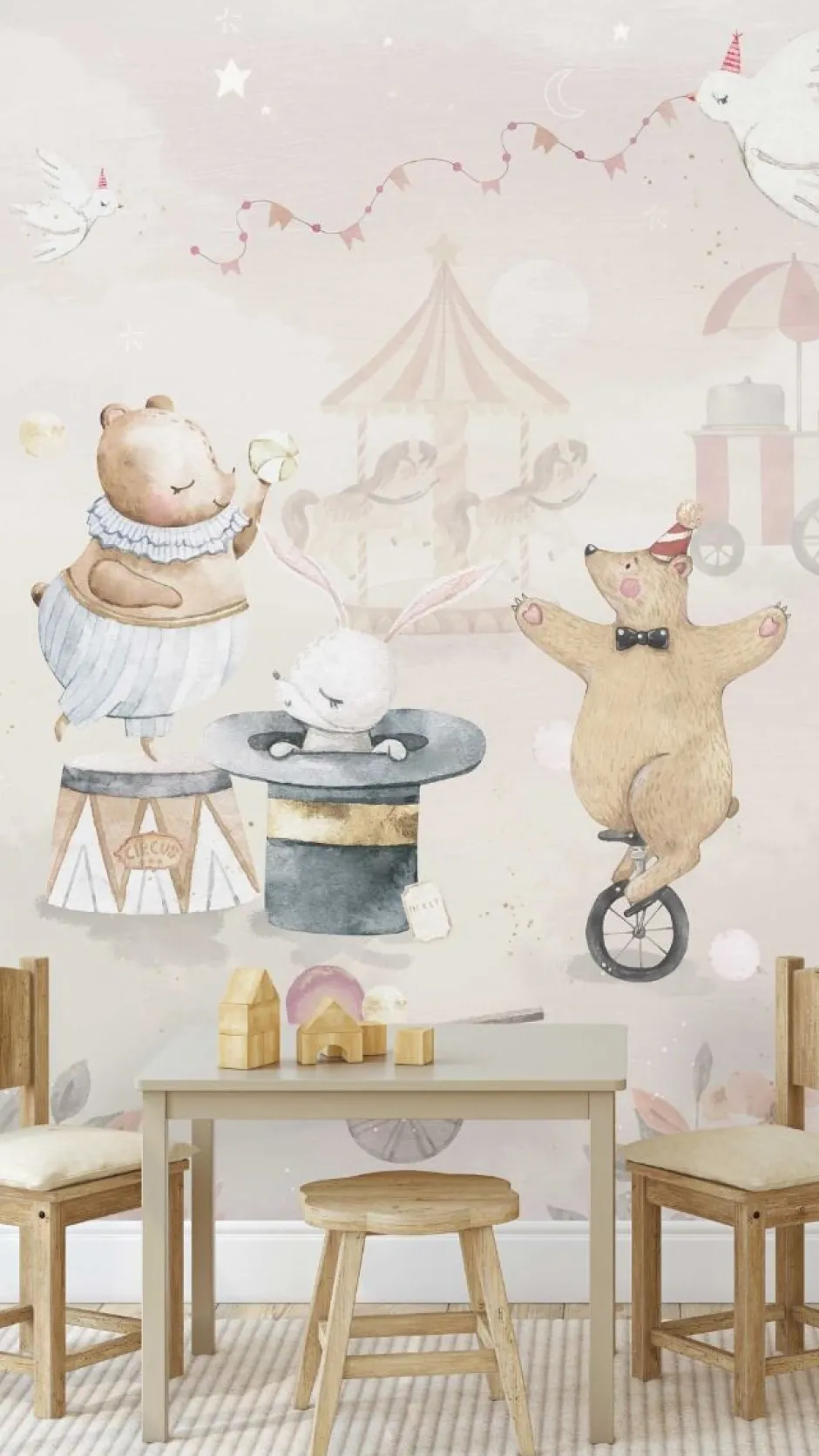 Discount Behang Circus | Pastel Dieren|Behang