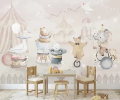 Discount Behang Circus | Pastel Dieren|Behang