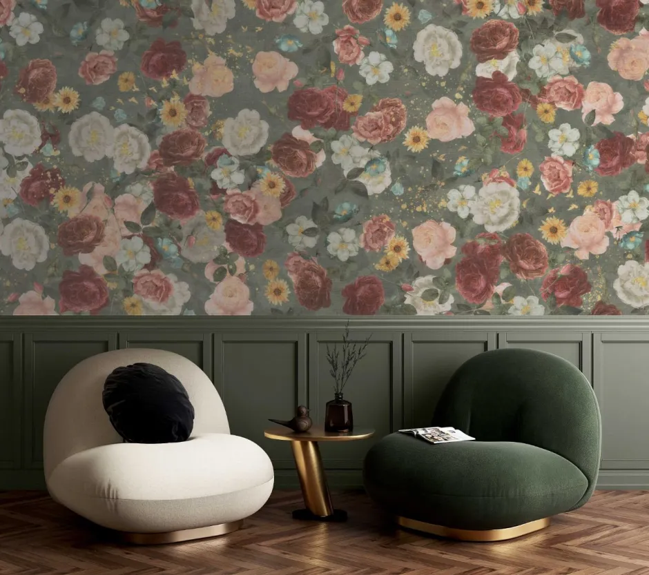 Outlet Behang English Garden | Groen Bloemen|Behang