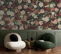 Outlet Behang English Garden | Zwart Bloemen|Behang
