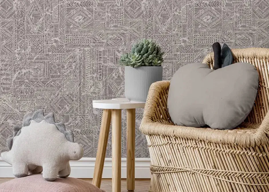 Sale Behang Ethnic nights | Taupe Behang