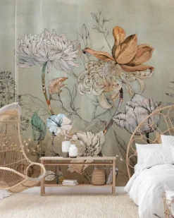 Online Behang Floral garden | Groen Bloemen|Behang