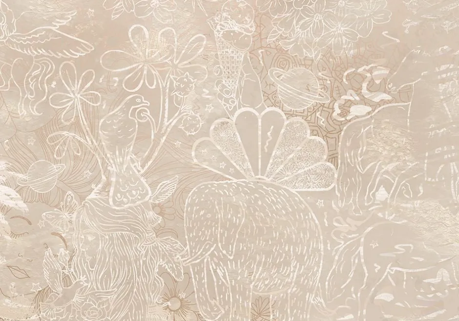 New Behang Happy Days | Beige Behang|Bloemen