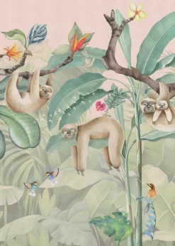 Behang Lazy Luiaard | Jungle Collection Dieren|Behang