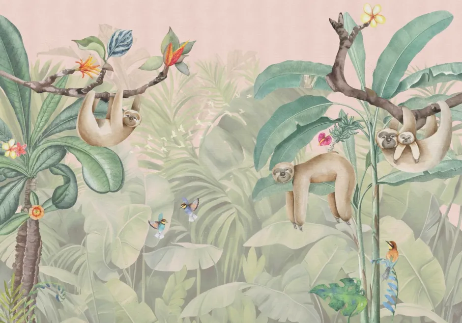 Behang Lazy Luiaard | Jungle Collection Dieren|Behang