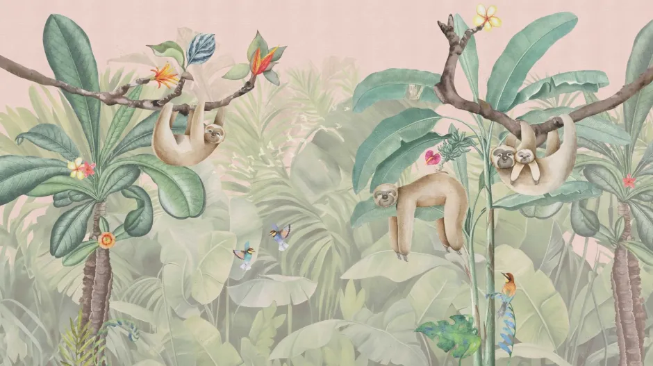 Behang Lazy Luiaard | Jungle Collection Dieren|Behang