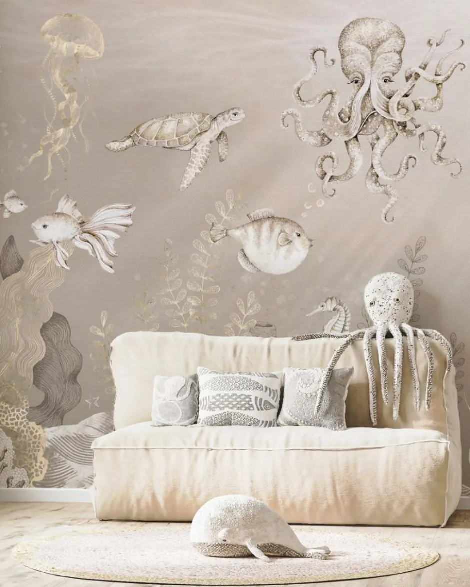 Online Behang Onderzee | Beige Onderzee|Dieren