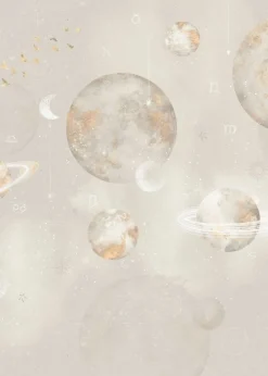 Discount Behang Pastel Planets | Beige Ruimte|Behang