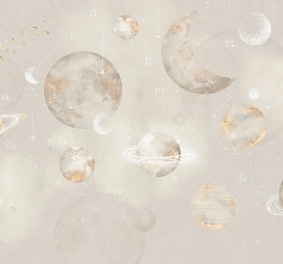 Discount Behang Pastel Planets | Beige Ruimte|Behang