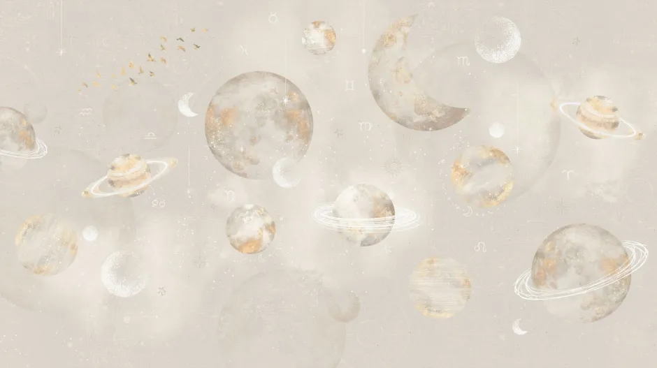 Discount Behang Pastel Planets | Beige Ruimte|Behang