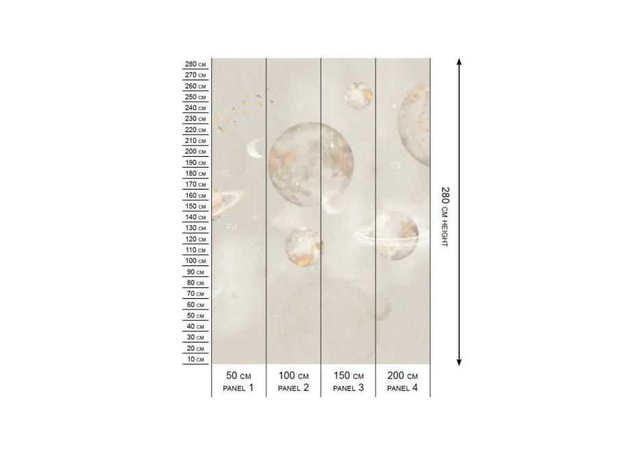Discount Behang Pastel Planets | Beige Ruimte|Behang