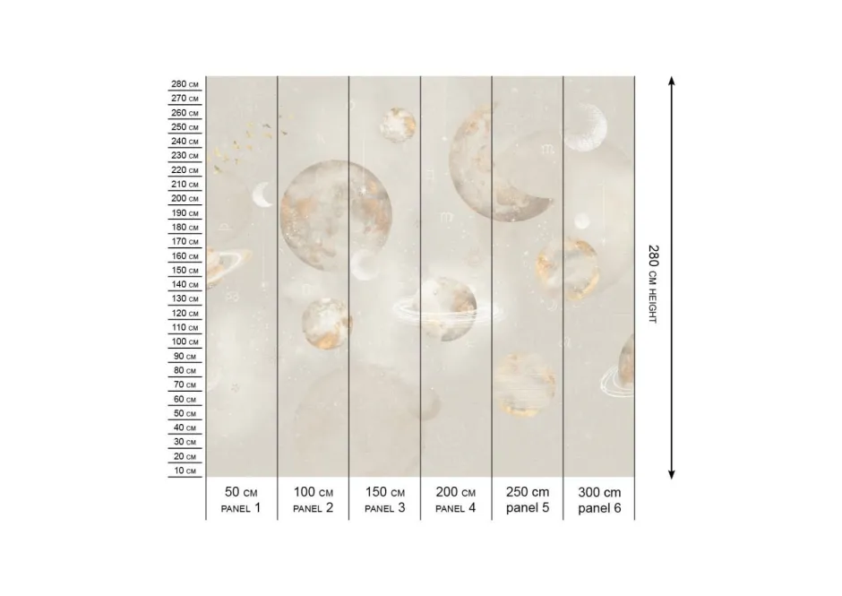 Discount Behang Pastel Planets | Beige Ruimte|Behang