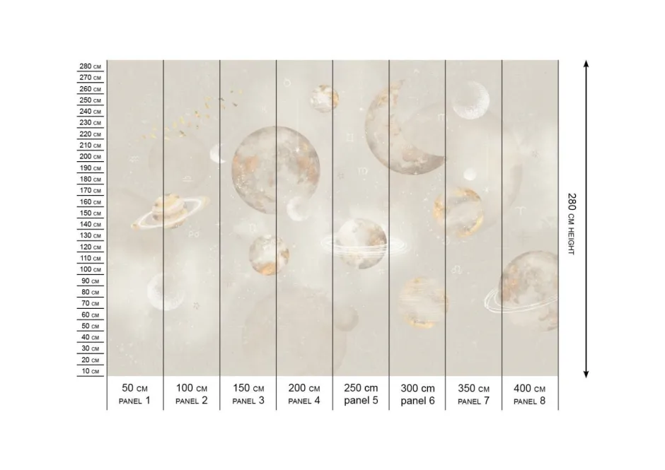 Discount Behang Pastel Planets | Beige Ruimte|Behang