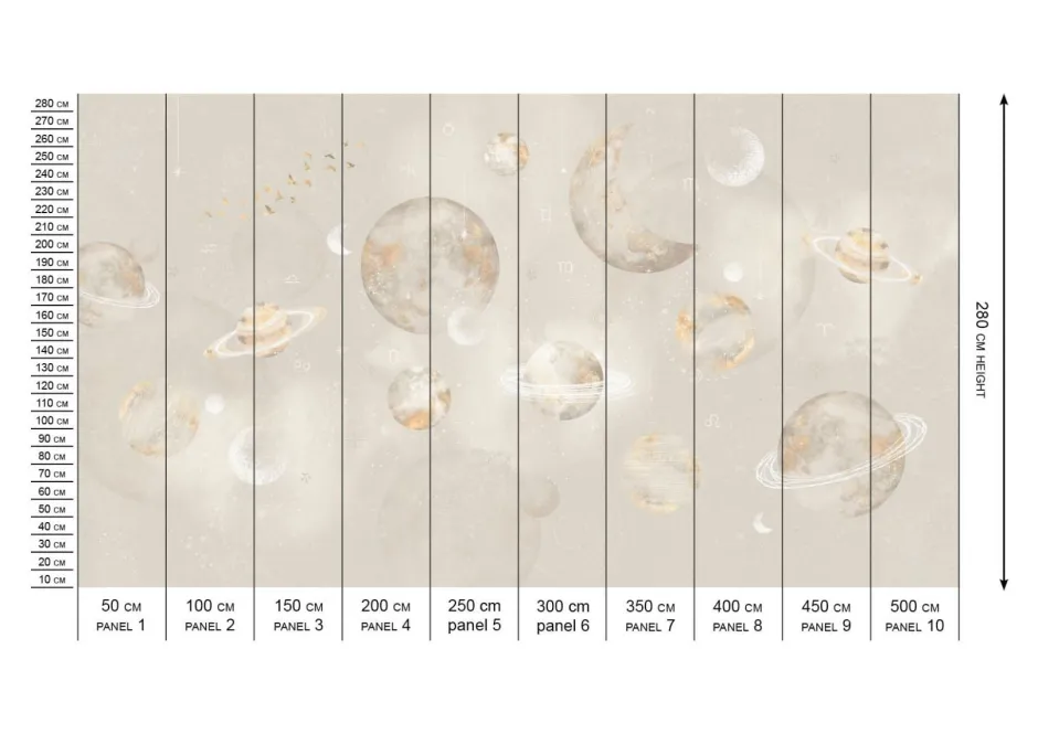 Discount Behang Pastel Planets | Beige Ruimte|Behang