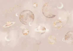 Outlet Behang Pastel Planets | Roze Ruimte|Behang