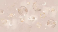 Outlet Behang Pastel Planets | Roze Ruimte|Behang
