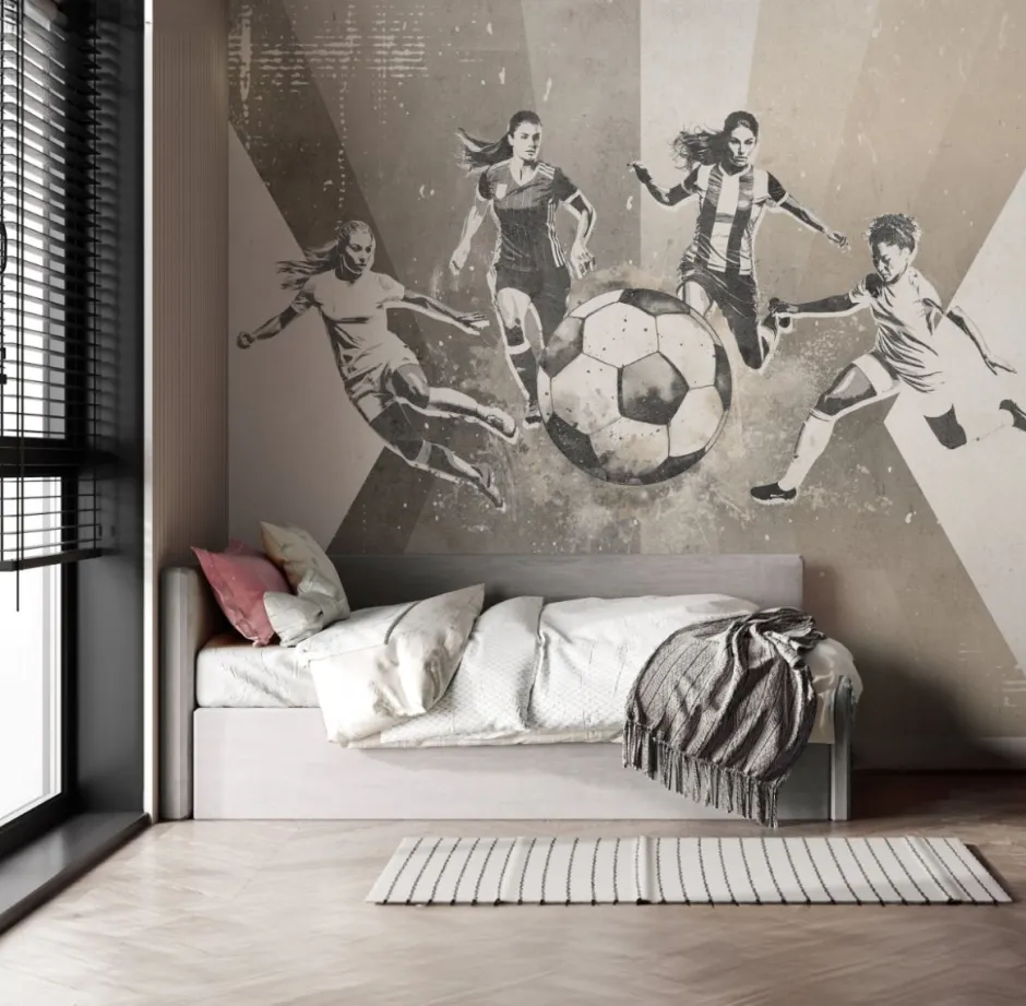 Hot Behang voetbal | Vrouwen | Taupe Sport|Behang