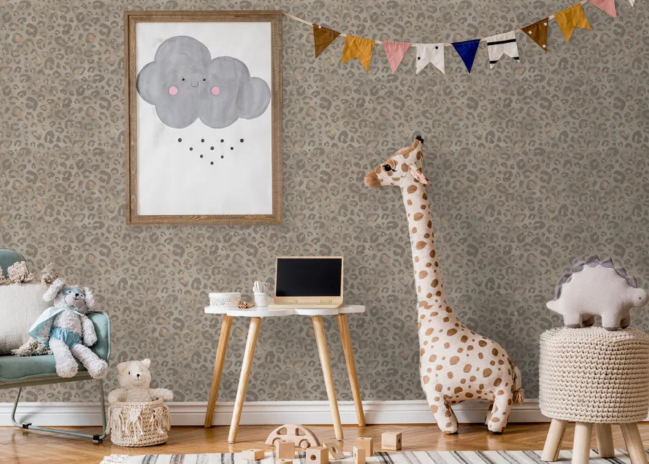 Behang Wild leopard | Taupe Behang