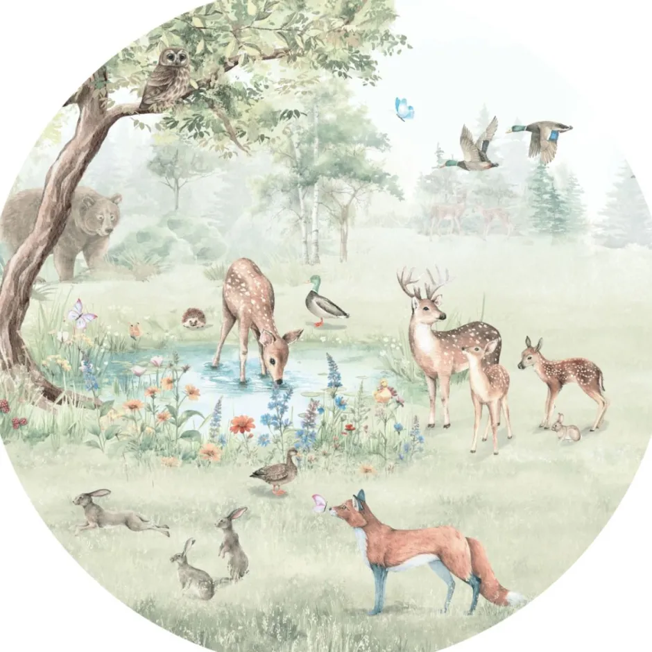 Clearance Behangcirkel Bosdieren | 鈱€ 145 cm Behangcirkels