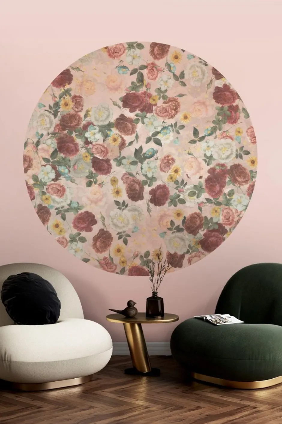 Outlet Behangcirkel English Garden | 鈱€ 145 cm | Roze Behangcirkels