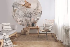 Online Behangcirkel Floral Garden | Roze Behangcirkels