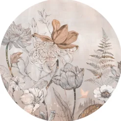 Online Behangcirkel Floral Garden | Roze Behangcirkels
