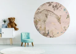 Behangcirkel Giraffe | Roze Behangcirkels
