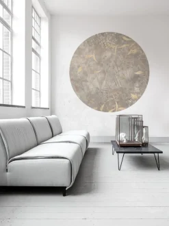 Online Behangcirkel Golden Leaves | Beige Behangcirkels