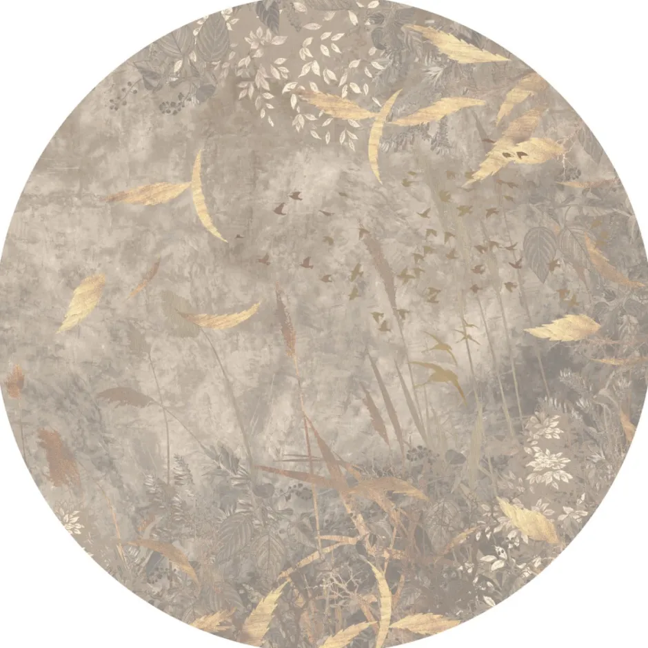 Online Behangcirkel Golden Leaves | Beige Behangcirkels