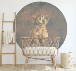 Hot Behangcirkel Hakuna matata | Blauw / goud | Jungle collection| 145 x 145 cm Behangcirkels