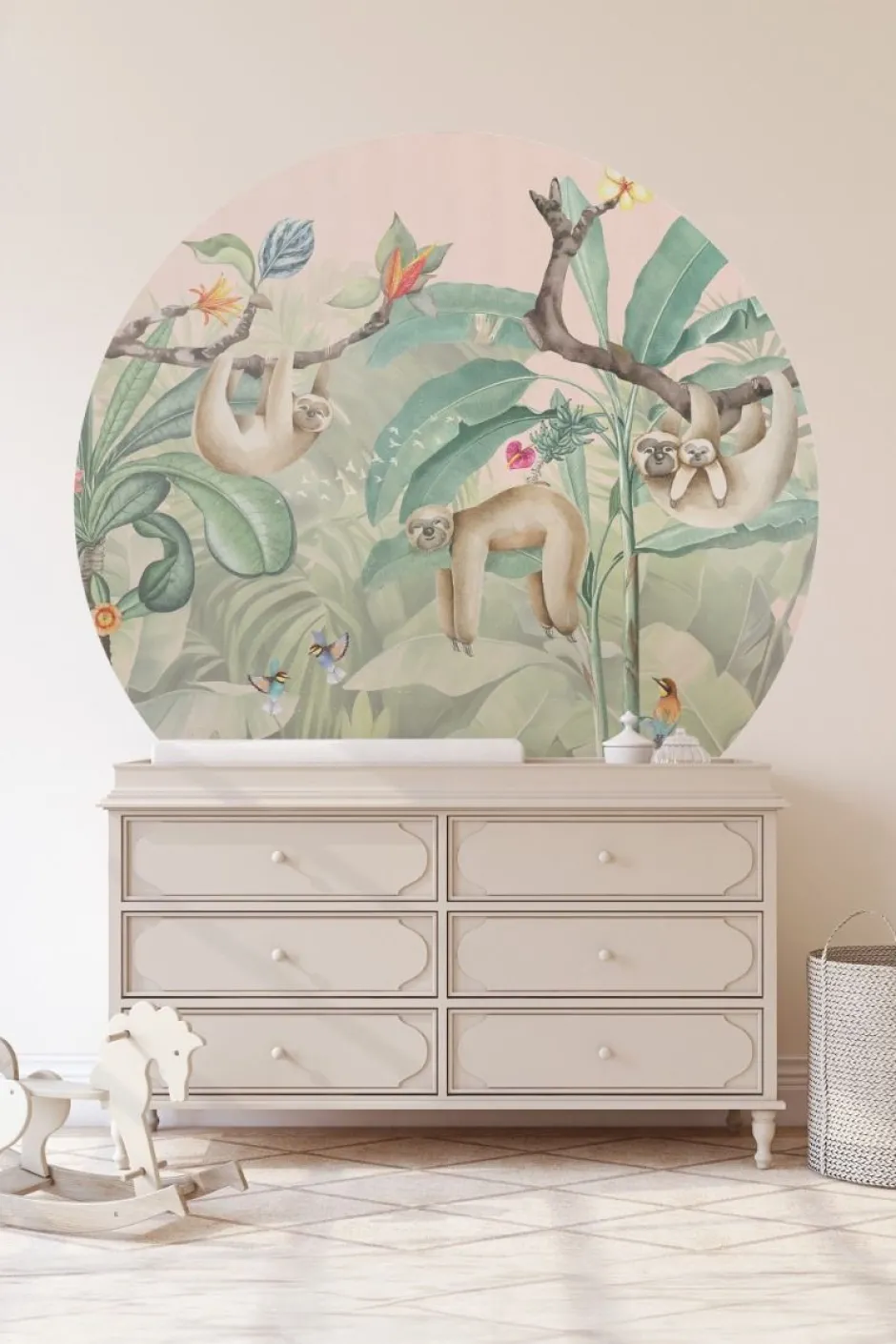 Discount Behangcirkel Lazy Luiaard | Jungle Collection | 鈱€ 145 cm Behangcirkels