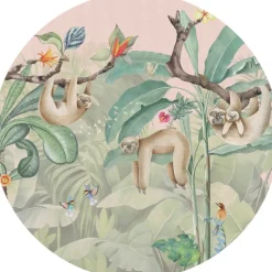 Discount Behangcirkel Lazy Luiaard | Jungle Collection | 鈱€ 145 cm Behangcirkels