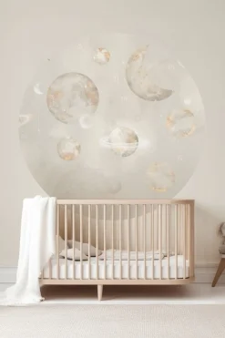Discount Behangcirkel Pastel Planets | 鈱€ 145 cm | Beige Behangcirkels
