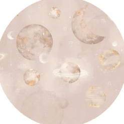 Discount Behangcirkel Pastel Planets | 鈱€ 145 cm | Roze Behangcirkels