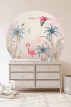 Sale Behangcirkel Pink Flamingo | 鈱€ 145 cm Behangcirkels