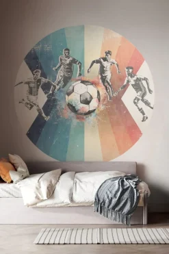 New Behangcirkel Voetbal | Mannen | Blauw Behangcirkels