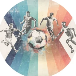 New Behangcirkel Voetbal | Mannen | Blauw Behangcirkels