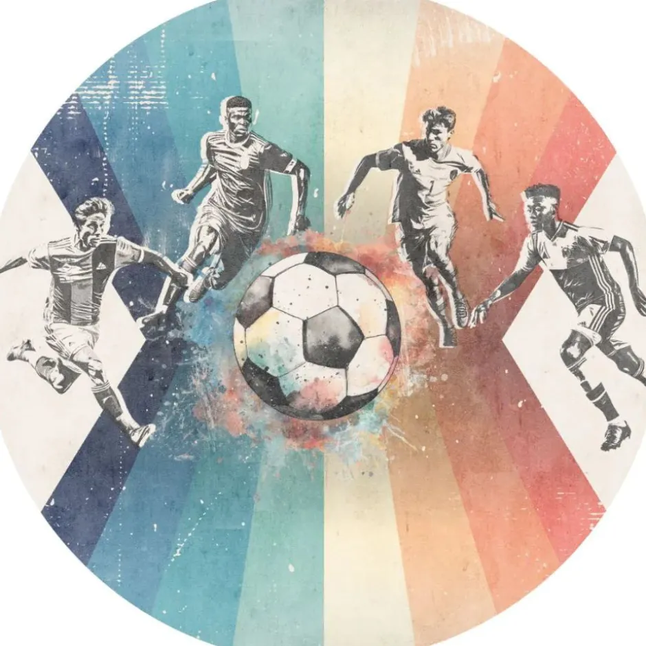 New Behangcirkel Voetbal | Mannen | Blauw Behangcirkels