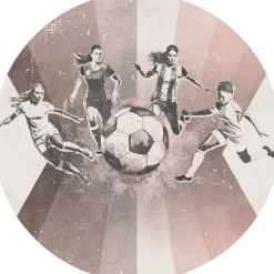 Outlet Behangcirkel Voetbal | Vrouwen | Roze Behangcirkels