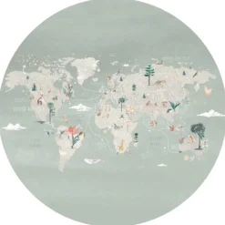 Online Behangcirkel Wereldkaart | Mint Behangcirkels