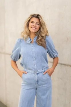 Discount Blouse Britte | Mid blue | DAMES Blouses