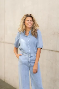 Discount Blouse Britte | Mid blue | DAMES Blouses