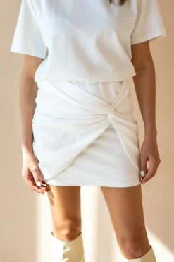 Outlet Boucle skirt Dominique | White | DAMES Co-ords|Rokken