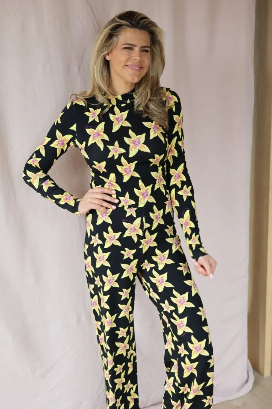 Online Broek Jane | Cheeky flower yellow | Harper & Yve DAMES Co-ords|Broeken