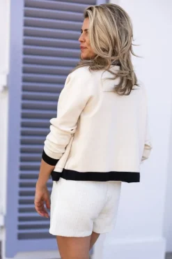 Best Cardigan Bonbon | White & black | DAMES Vesten|Vesten & Truien