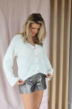 Clearance Cardigan Happy love | Off-white | DAMES Basics|Snøpskes
