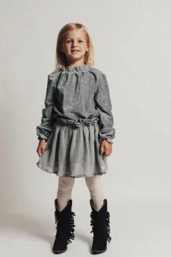 Hot Crincle skirt Strawberry | Greyish blue | DAMES Rokken|Rokken