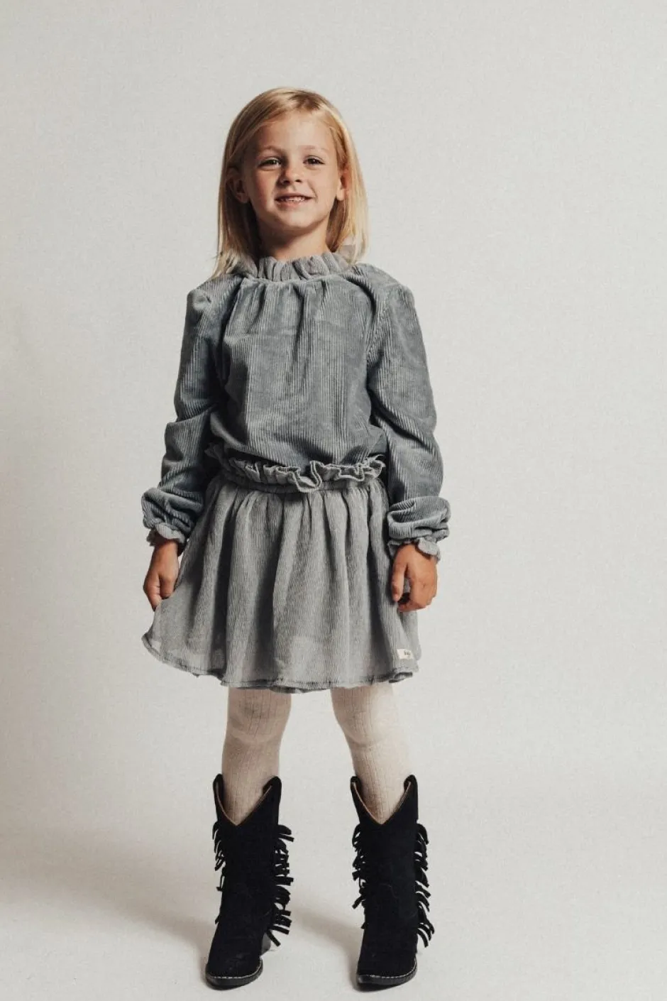 Hot Crincle skirt Strawberry | Greyish blue | DAMES Rokken|Rokken